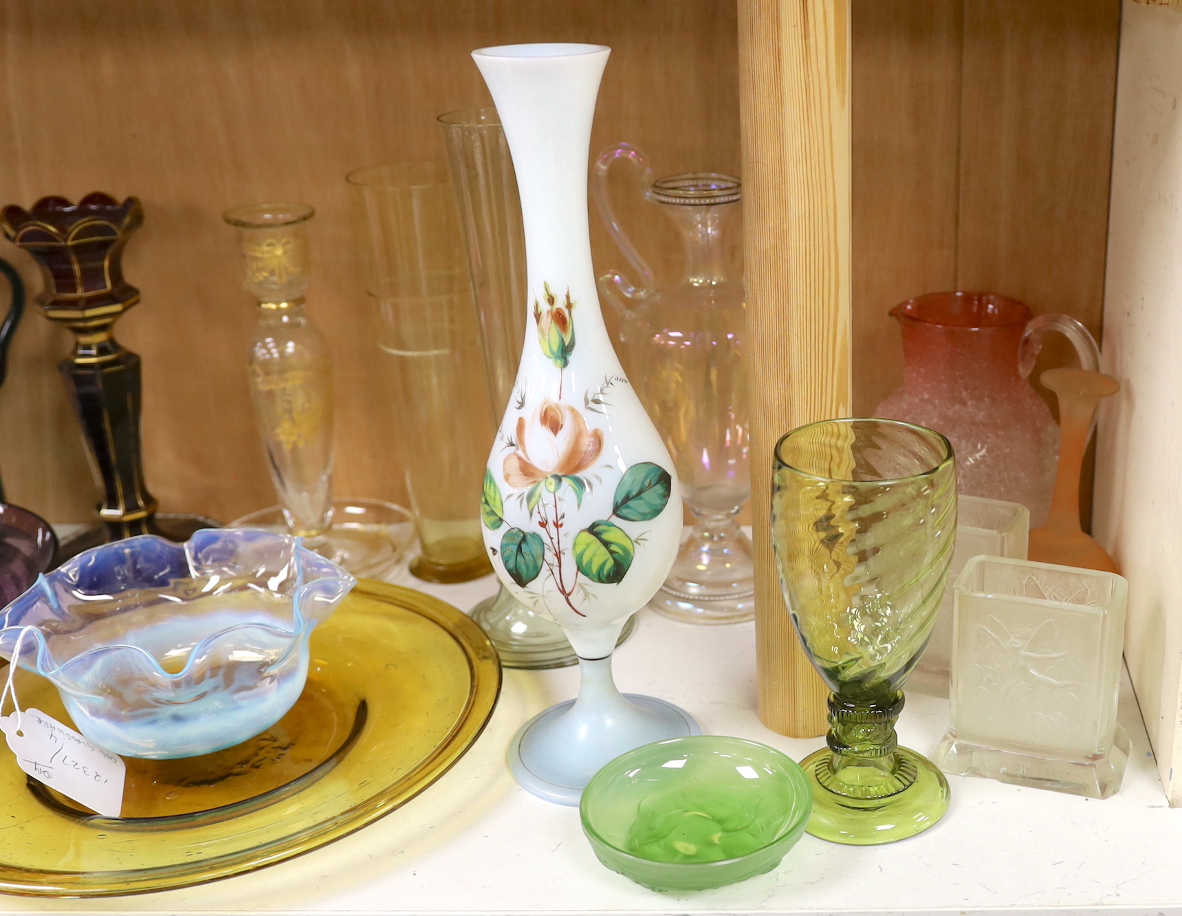 A collection of mixed 19th and 20th century coloured glass